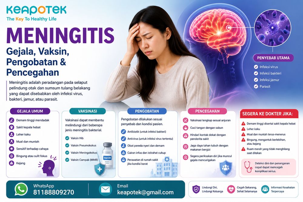 keapotek-gejala meningitis, penyebab meningitis, vaksin meningitis, meningitis bakteri, meningitis virus, pengobatan meningitis   
