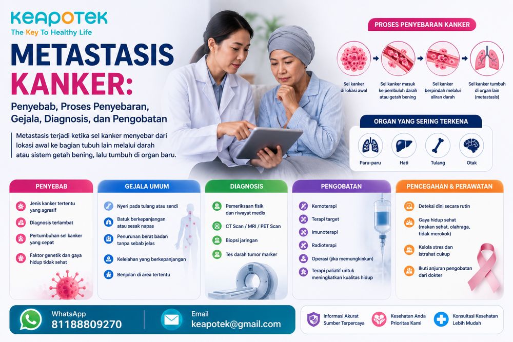 keapotek- penyebaran sel kanker, tumor sekunder, kanker stadium 4, gejala metastasis, pengobatan metastasis.
