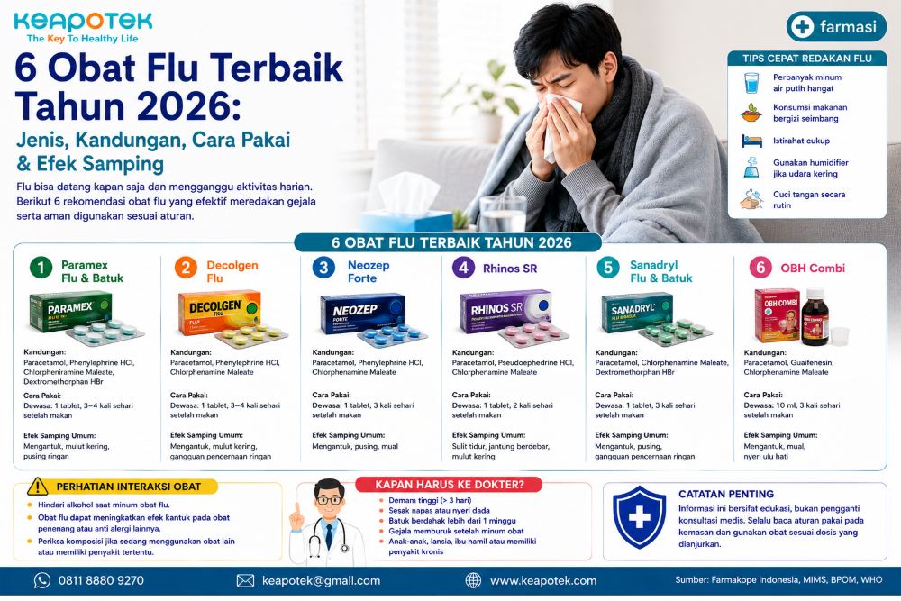 6 obat flu dan flu terbaik tahun 2026