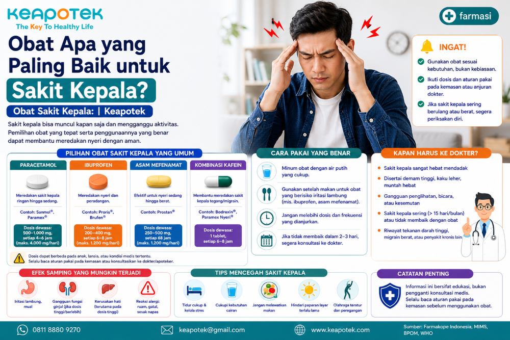 keapotek.com_obat sakit kepala terbaik, obat sakit kepala tanpa resep, parasetamol sakit kepala, ibuprofen sakit kepala, naproksen, obat migrain   