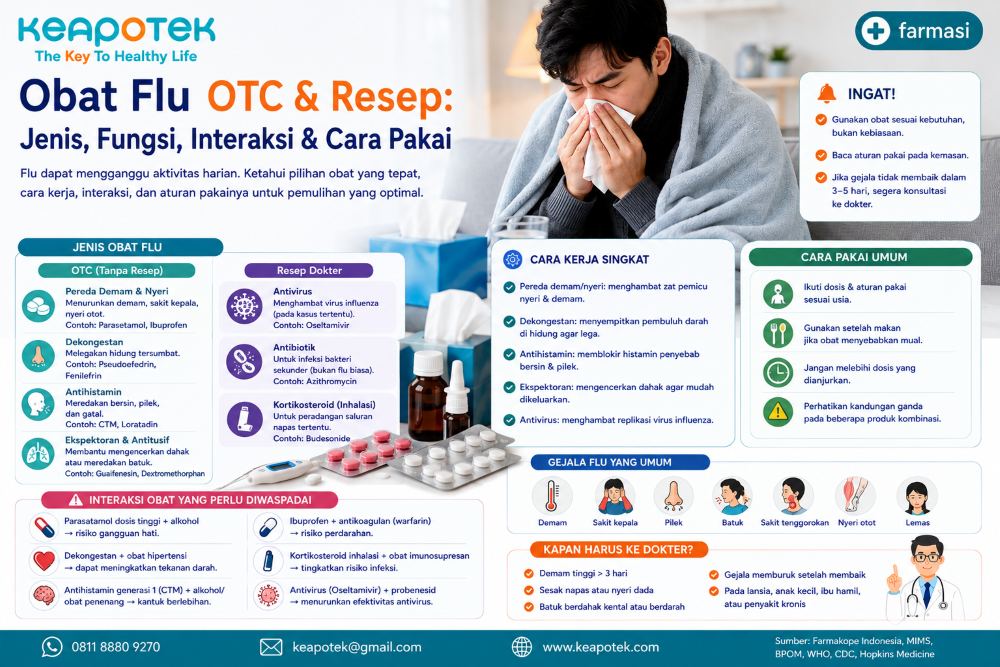 keapotek.com_obat flu OTC, obat flu resep, obat antivirus influenza, oseltamivir, baloxavir, obat flu anak