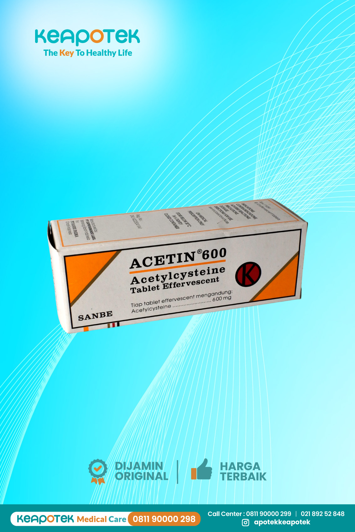 Acetin 600 mg Tablet Effervesent