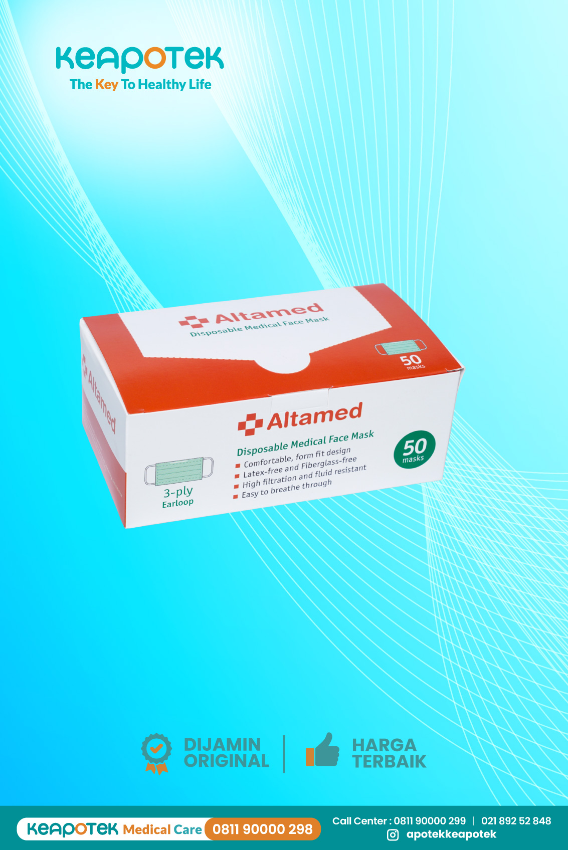 Mask Altamed Earloop Green