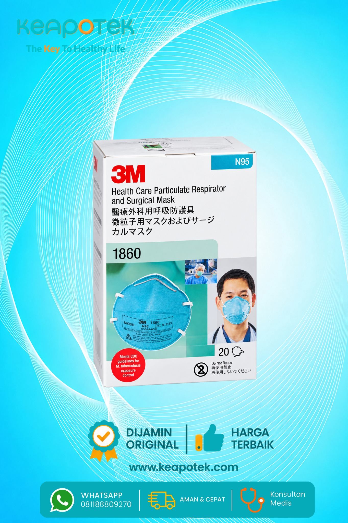 Health Care Particulate Respirator and Surgical Mask N95 1860-N95_1860__keapotek.com